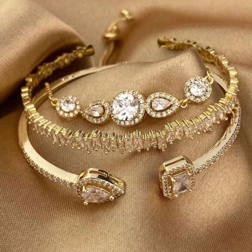 R3pcs Open Bangle Bracelets, Featuring Copper Zir… - image 3